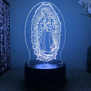 Sunssy jésus 3d <span class=keywords><strong>Led</strong></span> lampe pour chambre veilleuses <span class=keywords><strong>Action</strong></span> chrétien Figure Avatar Bible béni vierge chambre décor cadeau Luces - Product Image 2