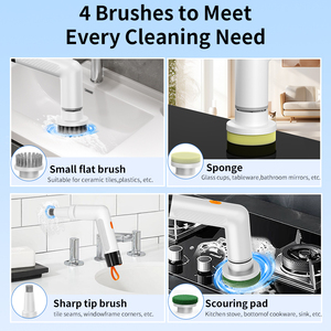Cepillo de limpieza eléctrico pequeño multifuncional 4 en 1, Cepillo giratorio recargable por USB para zapatos, depurador giratorio inalámbrico para cocina y baño - Product Image 5
