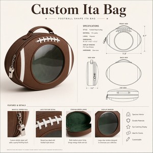 Sac à bandoulière personnalisé pour ballon de football américain, avec sangle réglable, fermeture éclair argentée, poignée supérieure, intérieur spacieux et durable - Product Image 1