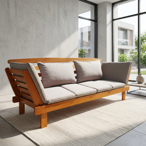 Contemporary Modern Acacia Wood Durable Garden Chair Powder Coated Aluminum Frame Outdoor Farmhouse Outdoor Garden Use Handmade - Product Image 1