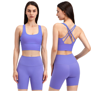 Ensemble de yoga taille haute avec motif solide extensible dans les quatre sens Gym Wear Ensemble de yoga à motif solide athlétique Vêtements de fitness Offres Spéciales - Product Image 4
