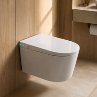Inodoro Inteligente de Pared con Control Remoto, Bidé Integrado, Asiento con Calefacción, Descarga Automática, Secado con Aire Caliente, Desodorizador, WC de Porcelana