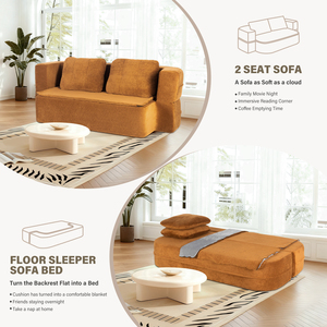 Sofá Cama Convertible Queen de 78 Pulgadas, Modelo Cloud, sin Estructura, con Manta, Tela Scott, Sofá Modular de Dos Plazas, Esponja de Alta Densidad, Sin Necesidad de Ensamblaje - Product Image 6