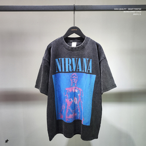 Tùy Chỉnh Dtg In Thời Trang Dạo Phố Đồ Họa Tees Trống Áo Thun Cộng Với Kích Thước Người Đàn Ông Của Quần Áo Axit Rửa T-Shirt Mens Cổ Điển Quá Khổ T Áo Sơ Mi - Product Image 4