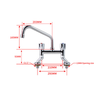 Robinet de cuisine commercial moderne à double poignée, robinet en céramique en laiton, purificateur à montage sur pont, robinets de lavabo à large échelle de 8 pouces
