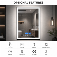 Miroir de salle de bain Joystar à LED avec interrupteur tactile à intensité variable 6000K avec cadre en métal pour salon, hôtel, séjour et appartement