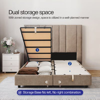 Lit double capitonné de luxe européen sur mesure avec tête de lit haute, réglable, gain de place, avec rangement à vérin à gaz