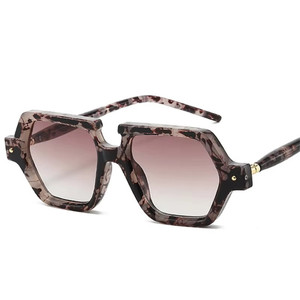 Logo Custom 2026 Fashion Double Color <b>Gradient</b> Square Sun Glasses UV400 Rivets Polygon <b>Sunglasses</b> for Men Women - Product Image 1