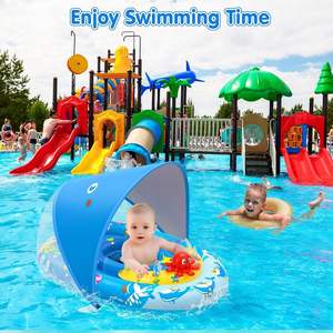 Inflatable Kids Pool Floats with Ocean Animal Toys Baby 6-36 Months Baby Pool Float with <b>Canopy</b> UPF50+ <b>Sun</b> Protection - Product Image 4