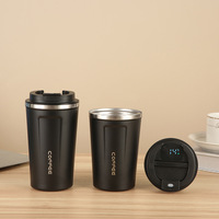 Termo de vacío doble de acero inoxidable 304 portátil, temperatura inteligente con pantalla de taza de café, taza de viaje con tapa