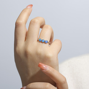Bijoux de mode bague <span class=keywords><strong>opale</strong></span> <span class=keywords><strong>blanche</strong></span> ou bleue bijoux <span class=keywords><strong>opale</strong></span> en argent sterling 925 bagues plaquées or ou rhodium pour femmes - Product Image 5