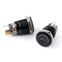 12V 5A 19MM métal klaxon interrupteur haut-parleur bouton lumineux momentané Led illuminé interrupteurs à bouton poussoir pour bateau marin