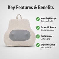 Coussin de massage Shiatsu portable et rechargeable avec pétrissage avant-arrière pour la relaxation musculaire quotidienne