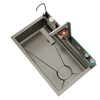 Ensemble de robinet et évier de cuisine gris anthracite moderne avec robinet extractible en acier inoxydable, marque Weihao, garantie de 3 ans