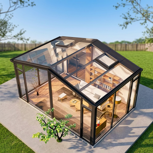 Véranda en verre moderne en alliage d'aluminium à double vitrage trempé avec toit incliné pour villa - Product Image 3