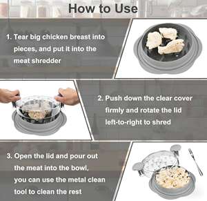 2026 Grattoir à poulet gris, grand modèle pour poitrine de poulet, avec brosse et fourchette, <span class=keywords><strong>machine</strong></span> à déchiqueter la viande visible pour la cuisine - Product Image 4