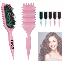 Brosse à cheveux multifonction pour définir les boucles, avec logo personnalisé, pour volume et définition des bords, en plastique, pour cheveux mouillés