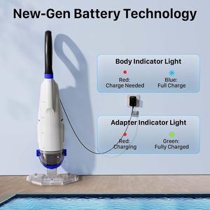 Aspirateur de piscine à main rechargeable avec tige télescopique: nettoyage rapide et en profondeur avec une durée de fonctionnement prolongée de 60 minutes - Product Image 6