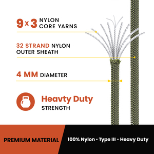 Dây dù sinh tồn bán buôn nhà máy OEM/ODM, 4mm, lõi 9 sợi, chịu lực 620lbs, loại III, dây dù chiến thuật bằng nylon - Product Image 2