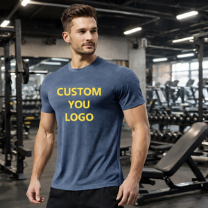 Customized Design Men's Polyester/Cotton Compression Sports Shirt Breathable <b>Elastic</b> Durable Water Repellent Silk Screen T-Shirt - Product Image 1