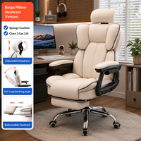 Chaise de bureau/jeu en cuir avec dossier inclinable, pivotant à 360 degrés, accoudoirs réglables – Confortable pour la maison et le dortoir