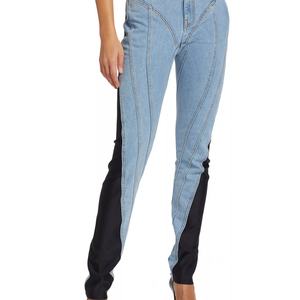 Pantalones Vaqueros Ajustados de Diseño Personalizado para Mujer, Pantalones Ajustados con Parches para Chicas Sexys, Jeans de Dos Tonos para Mujer - Product Image 3