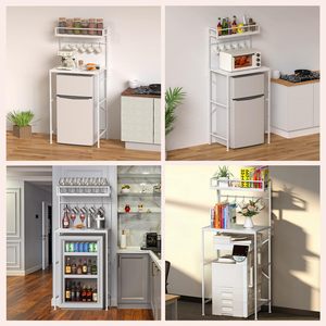 Support de réfrigérateur miniature à 2 niveaux avec rangement, étagère de rangement autoportante en métal pour <span class=keywords><strong>micro</strong></span>-ondes de cuisine, pour salon et bureaux - Product Image 5