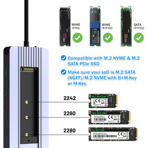 NKIWI 12-in-1 <span class=keywords><strong>USB</strong></span> <span class=keywords><strong>C</strong></span> <span class=keywords><strong>Hub</strong></span> Docking Station M.2 <span class=keywords><strong>NVME</strong></span> <span class=keywords><strong>SSD</strong></span> custodia lettore di schede RJ45 Ethernet HDMI-compatibile adattatore 3.5mm Audio - Product Image 3