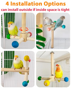 Nouvelle Perchoir-échelle pour oiseaux en bois, jouet interactif rotatif suspendu pour perroquets et perruches - Product Image 3
