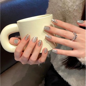 Autocollants pour ongles verts amande, style Ins, avec <span class=keywords><strong>strass</strong></span>, pour <span class=keywords><strong>manucure</strong></span>, amovibles, frais et simples - Product Image 4