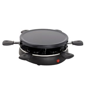 Barbecue électrique antiadhésif multifonctionnel 2 en 1, plaque à <span class=keywords><strong>raclette</strong></span> ronde pour 6 personnes avec poêle détachable à double couche - Product Image 1