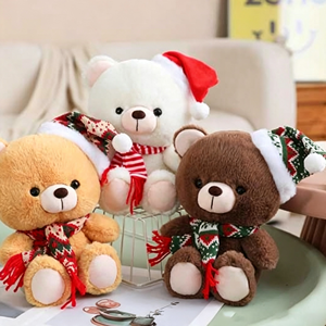 Plush Manufacturer Furry Santa Hat Scarf Teddy Bear Cartoon Adorable Plush <b>Toys</b> <b>Stuffed</b> Animal <b>Toys</b> Claw Machine <b>Toys</b> for Girls - Product Image 1