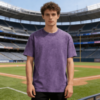 T-shirt pour homme en coton 100% vintage surdimensionné personnalisé de grande taille 260 g/m², lavage à l'acide, imprimé graphique, streetwear décontracté, tricoté