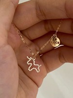 Collier pendentif cheval au galop Lerca en diamant naturel, or jaune 18 carats, porte-bonheur, bijoux fins pour femme au quotidien