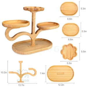 Présentoir à desserts rond classique en bambou non toxique à 4 niveaux, directement de l'usine, pour pâtisserie, gâteaux et présentation de pâtisseries - Product Image 3