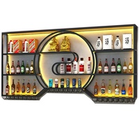 Étagère à vin murale en métal moderne de haute qualité, personnalisable, avec éclairage LED industriel, pour bar, pub, présentoir à vin à plusieurs niveaux