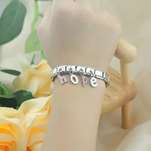 Hapiship 2024 ผู้หญิงหญิงสีภาษาอังกฤษA-Z 26 ตัวอักษรCharmภาษาอิตาลีLinks Fit 9 มม.สร้อยข้อมือสแตนเลสเครื่องประดับDJ865 - Product Image 2