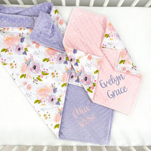 Couvertures de bébé fille Minky, personnalisés, en coton doux, monogramme Floral, vente en gros, couvertures pour nouveau-né - Product Image 4