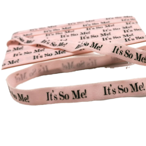 Cao-tensity 1cm nylon mềm in băng đàn hồi nhà sản xuất cung cấp màu hồng khẩu hiệu màu đen cho cổ Bìa Webbing sản phẩm - Product Image 1