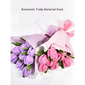 Макарон, тюльпан ручной работы, Набор для изготовления букетов, утолщенные стебли из синели для творческого подарка, набор игрушек для времяпрепровождения - Product Image 4