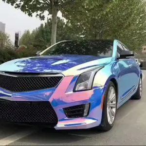 कार रैप विनाइल सेल्फ हीलिंग पैटर्न कार रैप डिज़ाइन नीला से बैंगनी ग्रेडिएंट फेड चिपकने वाला विनाइल ऑटो कार रैप ग्राफिक्स