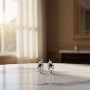 Pendientes de Aro E2599 con Cuarzo Arcoíris, Plata 925, Cristal Geométrico, Joyería para Mujer para Fiestas - Product Image 2