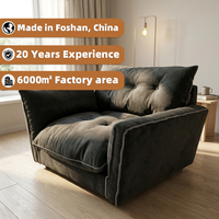 Fauteuil d'appoint moderne et minimaliste, profond et surdimensionné, en tissu capitonné avec rembourrage en éponge, idéal pour les hôtels et les hôpitaux