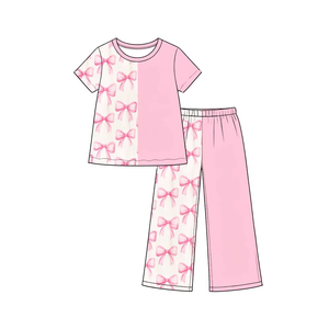Conjuntos de Pijamas Personalizados para Niñas con Parches, Camiseta de Manga Corta y Pantalones, Atuendos Cómodos e Informales para Estar en Casa - Product Image 2