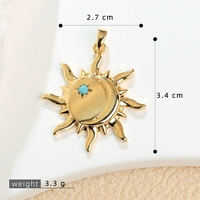 Dijes de Sol y Luna de Latón al por Mayor para la Fabricación de Joyas, Colgante de Astrología Chapado en Oro, Accesorios para Collares Celestiales con Estrellas