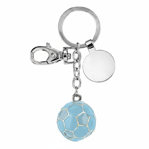Portachiavi a Forma di Pallone da Calcio Azzurro con Chiusura in Metallo, Accessorio Charm - Product Image 2