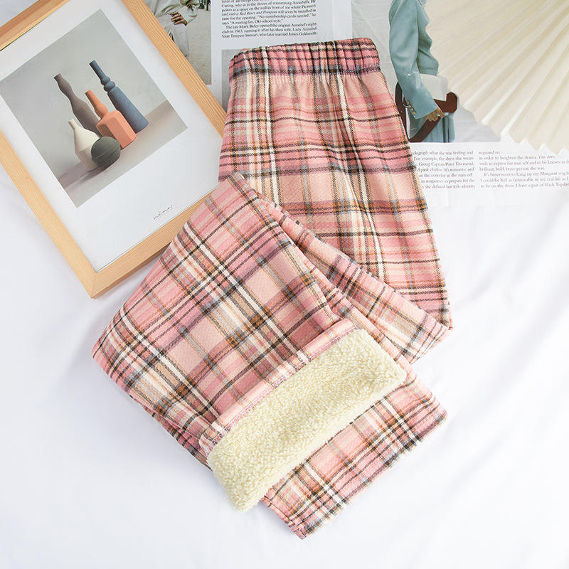 Pink plaid fleece-lined