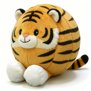 Customized Chubby Round Tiger Plush,Fluffy Orange Tiger Plush Toy,Cute Cartoon Tiger Stuffed Animal,Soft Round Tiger <b>Pillow</b> - Product Image 1