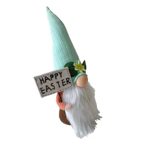 Gnome Ornament Easter Decor Happy Easter Faceless Rabbit Doll Blue Hat Easter Gnome Holiday Decoration