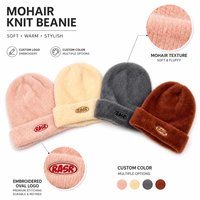 Bonnet en tricot doux et moelleux avec logo brodé personnalisé, bonnet d'hiver en fourrure pour adulte